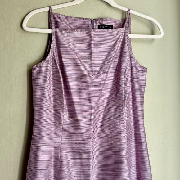 Ann Taylor 90s Vintage Purple 100% Silk Short Dress High Neck Camisole Sheath - Picture 3 of 6